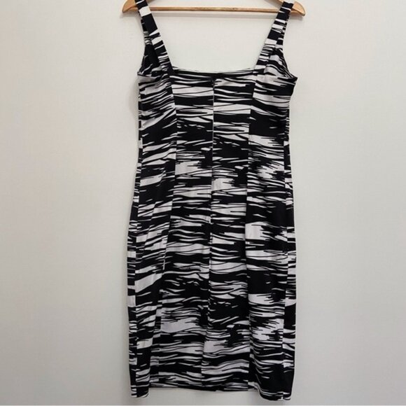 Calvin Klein black white dress bodycon sleeveless stretch flattering pencil 10 - Picture 4 of 13
